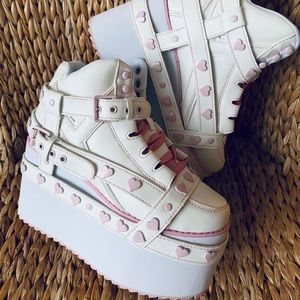 New Qozmo Pink 💕Heart Bondage Platform Sneakers